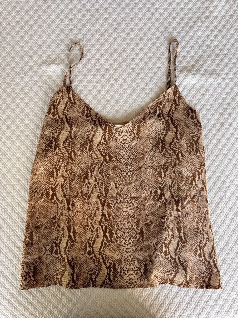 L'AGENCE Brown Snake-Print Silk Camisole